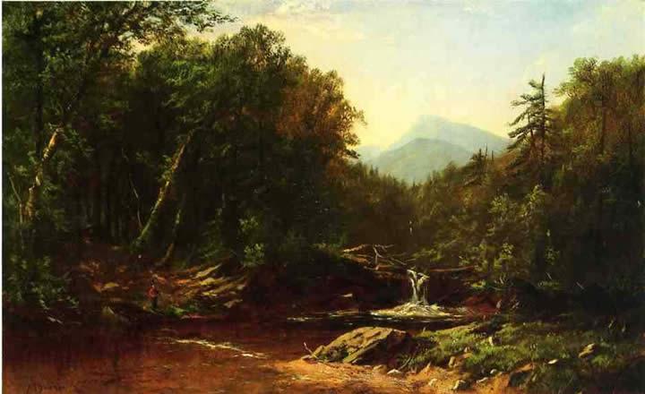 Alfred Thompson Bricher Fisherman by a Mountain Stream